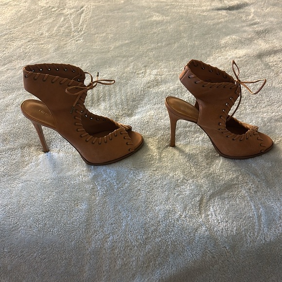 Nine West Cognac Brown Lace Up Heels - Picture 2 of 6